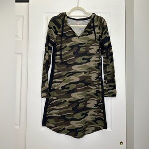 No Boundaries Camouflage Hooded Mini Dress